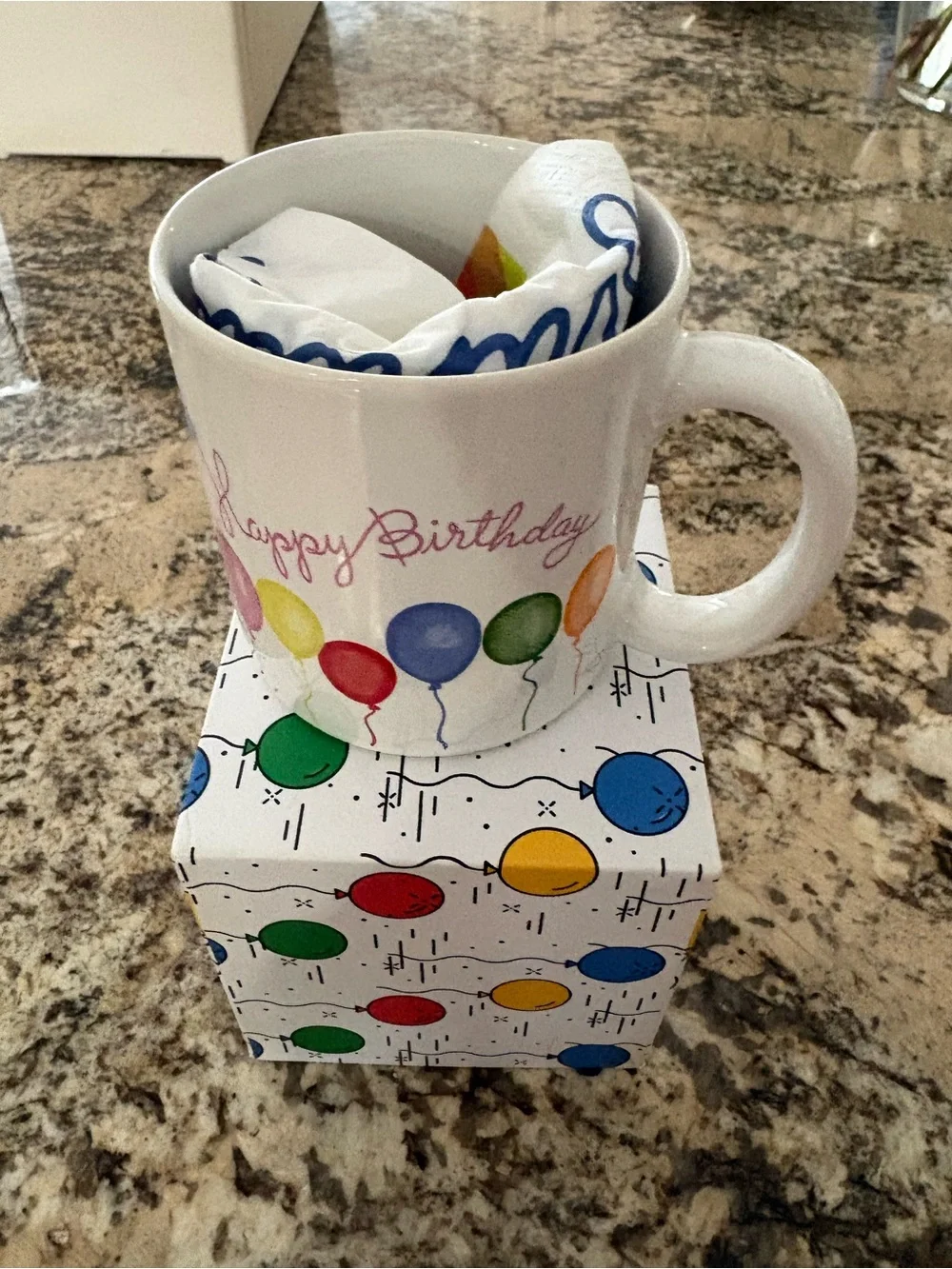 Happy Birthday Balloon Ceramic Mug - White Festive Gift